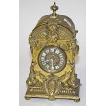 A HEAVY FRENCH BRASS MANTEL CLOCK, 
early 20th century,