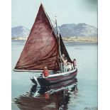 CECIL MAGUIRE (R.H.A.B.1930), 
Pucán, Cloch na Rón, depicting figures in a sailing boat, O.O.P., 9.