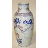 A LARGE CHINESE PORCELAIN BLUE, WHITE AND IRON RED VASE,