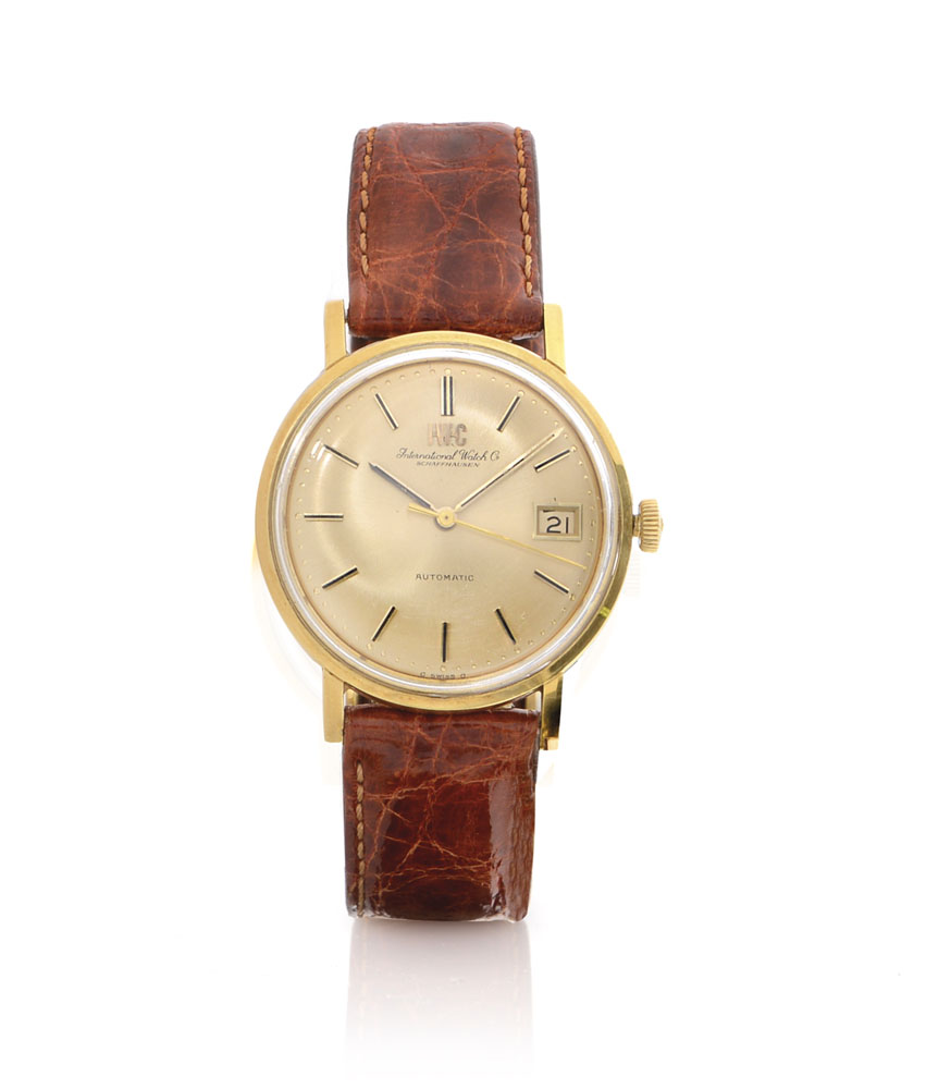 INTERNATIONAL WATCH CO. AUTOMATIC DEL 1971 CA. C. 18K yellow gold. D. gilt with applied indexes,