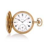 ZENITH ANNI '20. C. hunter case, smooth 18K yellow gold with reeded band. D. white enamel with Roman