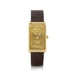 CORUM "LINGOTTO" ANNI '80.  C. rectangular-shaped, 18K yellow gold with case back secured by