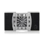 FRANCK MULLER SERIE RECENTE. C. rectangular, stainless steel and black leather, engraved and painted