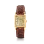 VACHERON CONSTANTIN GENEVE ANNI '50. C. rectangular, 18K yellow gold with downturned lugs and