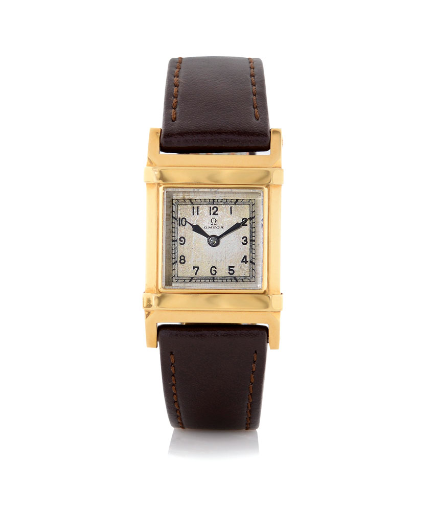 OMEGA MARINE ANNI '30. C. "special Marine" rectangular, 18K yellow gold with winding crown at 12