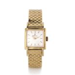 OMEGA LADY ANNI '60. C. square-shaped, 18K yellow gold. D. silvered with applied indexes. M.