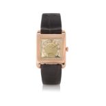 VACHERON CONSTANTIN GENEVE ANNI '40. C. rectangular, 18K pink gold. D. two-tone champagne with