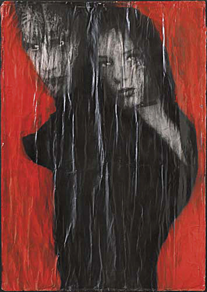 LEONARDO PAOLO b. 1973  Senza titolo, 1998 smalti alla nitro su manifesto cm. 140x100, firma, anno