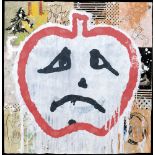 BAECHLER DONALD b. 1956  Apple face, 2005 gesso, tecnica mista e collage su carta cm. 91,5x91,5;