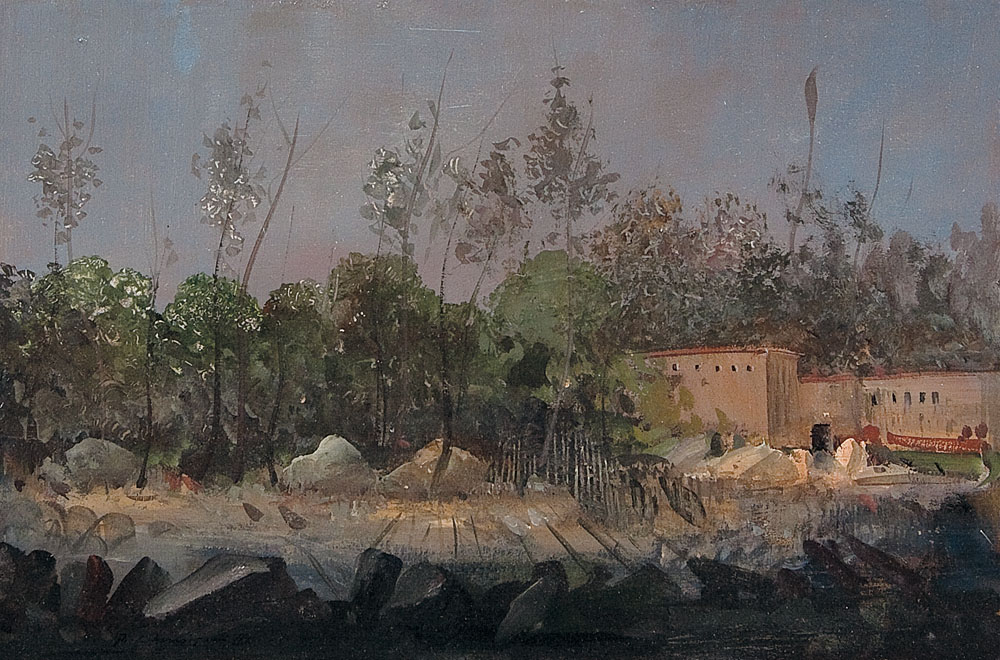 ANNIGONI PIETRO b. 1910 d. 1988 Paesaggio olio su tavola cm. 32,5x50,3; firma in basso a sinistra,