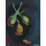 ALFIERI ATTILIO b. 1904 d. 1992 Frutti olio su tela cm. 40x30, firma in basso a destra, etichetta