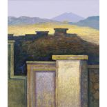 PICKING JOHN b. 1939  Walls under a landscape, 1997 olio su tela cm. 60x50, firma, titolo, anno e