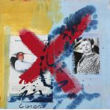 CHIARI GIUSEPPE b. 1926 d. 2007 Senza titolo tecnica mista e collage su tavola cm. 62x62, firma in