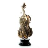 ARMAN FERNANDEZ b. 1928 d. 2005 Violino scomposto scultura in bronzo con base in marmo nero cm.