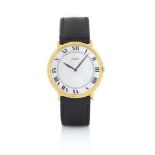 PIAGET ANNI '70 CA. C. thin, 18K yellow gold and bezel engraved Clous de Paris. D. white with