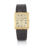 JEAN LASSALE GENEVE EXTRA PLAT ANNI '70. C. rectangular, 18K yellow gold with case back secured by