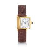 CARTIER PARIS REVERSO ANNI '70.  C. rectangular, reversible, 18K yellow gold. D. white with