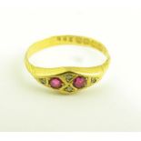 A RUBY AND DIAMOND SIX STONE RING, IN 18CT GOLD, BIRMINGHAM 1917, 1.8G