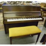 A MODERN UPRIGHT PIANO BY JOHN BROADWOOD AND SONS, INSTRUMENT NO 280201 IN MAHOGANY CASE WITH A DUET