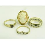 FOUR VARIOUS GOLD GEM SET RINGS, 12G