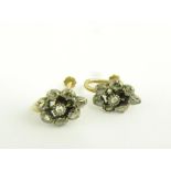 A PAIR OF GEORGIAN ROSE DIAMOND EARRINGS, GOLD FITTINGS ADAPTED FROM ANOTHER ARTICLE WITH LATER POST