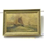 JOHN EDWARDS - FISHING FLEET OFF THE COAST, SIGNED INDISTINCTLY DATED 188-, OIL ON CANVAS