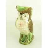 A VICTORIAN MAJOLICA OWL JUG