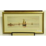 J R BRADLEY - SHIPPING BECALMED, SIGNED, WATERCOLOUR, AN ETCHING OF THE BRIDGE OF SIGHS VENICE AND A