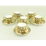 A SET OF SIX ROYAL CROWN DERBY OLD DERBY WITCHES JAPAN PATTERN COFFEE CUPS AND SAUCERS