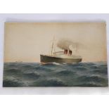 W L WATERBURY - AN OCEAN LINER, SIGNED AND DATED 1932, WATERCOLOUR, UNFRAMED