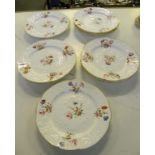 A SET OF ELEVEN STAFFORDSHIRE PORCELAIN FLORAL MOULDED DESSERT PLATES PAINTED WITH FLOWER SPRAYS,