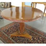 A VICTORIAN MAHOGANY PEDESTAL TABLE WITH ROUND TOP