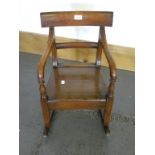 AN EARLY VICTORIAN FRUITWOOD CHILD'S CHAIR ON LATER ROCKERS