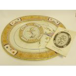 AN EARLY SPODE TREE OF LIFE PATTERN EARTHENWARE MEAT DISH AND TWO PLATES TOGETHER WITH SPODE