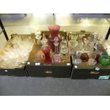 MISCELLANEOUS CUT COLOURED AND PLAIN GLASSWARE INCLUDING DRINKING GLASS