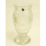 A WATFORD WATER GLASS CO CUT GLASS VASE ON SUBSTANTIAL STAR CUT FOOT