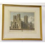 BY AND AFTER JOHN BUTLER SOUTH WEST VIEW OF THE CATHEDRAL CHURCH OF LINCOLN, AQUATINT, HAND