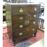 A VICTORIAN MAHOGANY BOW FRONTED CHEST OF DRAWERS