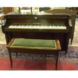 A CRAMER MAHOGANY UPRIGHT PIANO AND A DUET STOOL