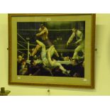 BOXING.  A COLOUR PRINT OF DEMPSEY AND FIRPO