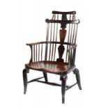 A GEORGE II CHERRY COMB BACK WINDSOR CHAIR, THAMES VALLEY REGION, MID 18TH C  with unusual early