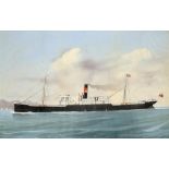 CIRCLE OF LUCA PAPALUCA THE SS "DAWLISH" OFF NAPLES 1903 inscribed and dated, gouache, 45 x 69cm++In
