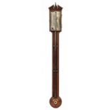 A SCOTTISH MAHOGANY AND LINE INLAID EXPOSTED TUBE STICK BAROMETER, C1820 signed F BERTOLA EDINR.,