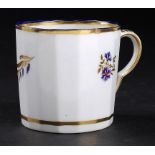 A PINXTON FLUTED COFFEE CAN, C1800  enamelled and gilt with pattern No 46, 6cm h++Tiny over gilt