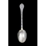 A WILLIAM AND MARY SILVER TREFID SPOON  engraved with contemporary initials and date T/EI 1692 and