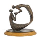 † STEPHEN BROADBENT (1962-) WATER OF LIFE  bronze on bronze base with green patina, signed and dated