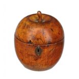 A GEORGE III FRUITWOOD APPLE TEA CADDY, C1800 13cm h++Of pleasing colour with numerous old knocks