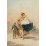 KARL HARTMANN (1818-1857) THE ORGAN GRINDER  signed and dated 1850, watercolour, 29.5 x 21cm++Slight