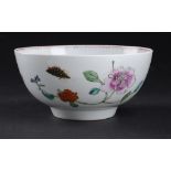 A WORCESTER BOWL, C1765-70  enamelled with the Astley or Harvest Bug pattern, 14.5cm diam++In good