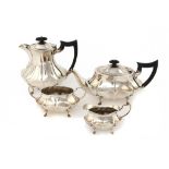 A GEORGE V SILVER FOUR PIECE TEA SERVICE  lidded jug 18.5cm h, by P Ashberry & Sons Ltd, Sheffield